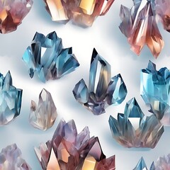 Spectral symphony: Seamless colorful crystal cluster design - obrazy, fototapety, plakaty