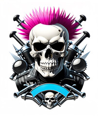 Skull of the punk bikers logo - obrazy, fototapety, plakaty