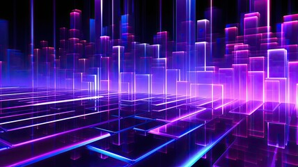Vibrant cityscape with glowing neon lights in a futuristic digital atmosphere