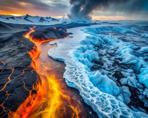 lava in Antarctica - obrazy, fototapety, plakaty