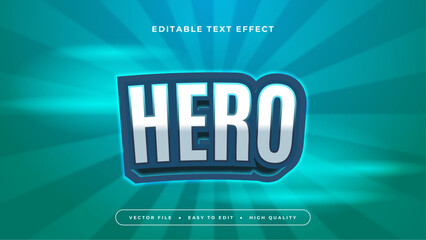 Blue green and white hero 3d editable text effect - font style