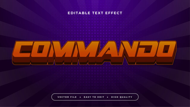 Orange and purple violet commando 3d editable text effect - font style