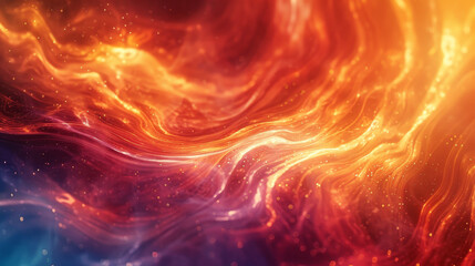 A colorful, swirling pattern of red, orange, and blue with a lot of sparkles