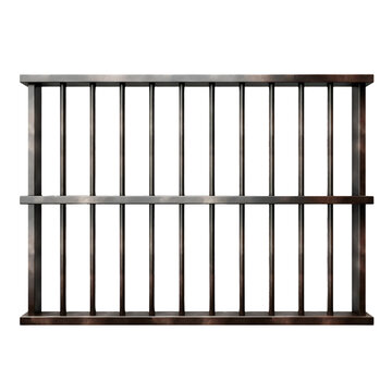 Metal prison bars with horizontal layout, png isolated on transparent
