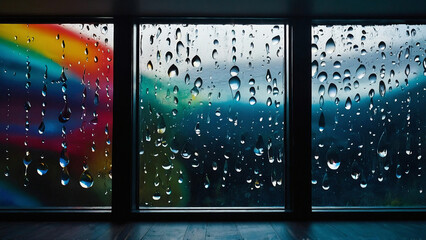 "Authentic Raindrops Decorating Clear Window"

