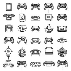computer, technology, electronic, entertainment, game, outline, pad, play, video, wireless, device, gaming, console, controller, gamepad, gamer, icon, video game, control, dice, analog, simple, gun
