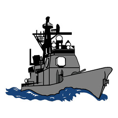 Combat aircraft carrier icon flat vector. Naval view. Boat sea isolated on a white background