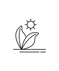 leaf with sun icon, vector best line icon.