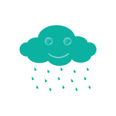 Cartoon cloud vector in the sky with rain.