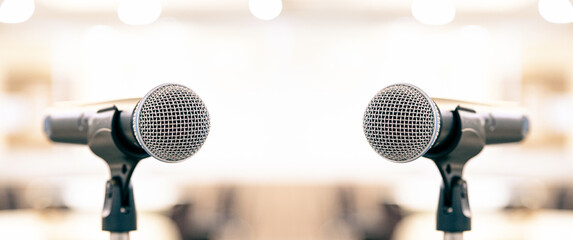 Microphone for press conference speaker report interview concepts or broadcasting public speaking...