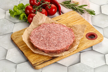 Raw beef uncooked burger cutlet