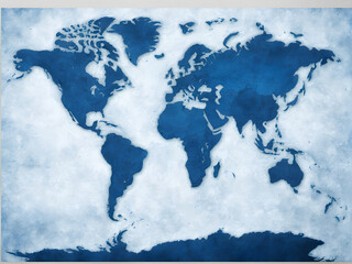 A blue world map illustration, world trade, ocean protection, world logistics, abstract background