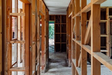 Interior of house damaged and stripped out from the Cyclone Gabrielle natural disaster....