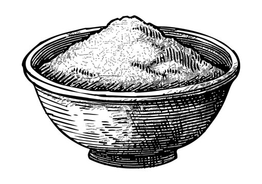recommend clip art: bowl powder spice engraving black and white outline