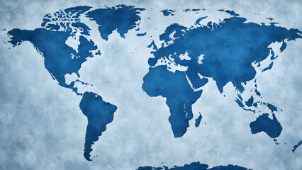 A blue world map illustration, world trade, ocean protection, world logistics, abstract background