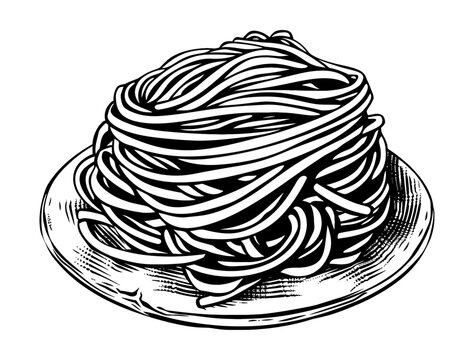 recommend clip art: spaghetti engraving black and white outline