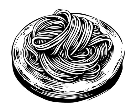 recommend clip art: spaghetti engraving black and white outline
