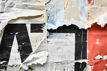 Old ripped torn posters textures backgrounds grunge creased crumpled paper vintage collage placards empty space text backdrop surface