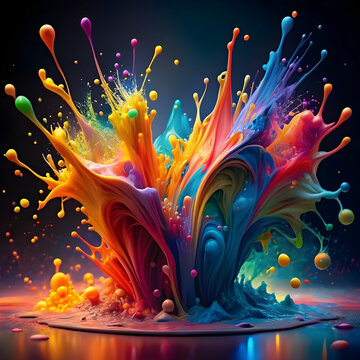 free photo abstract paint splashing in vibrant co