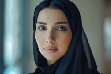 Arabian women in hijab portraits for business.