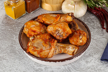 Raw marinated chicken drumstick for cooking