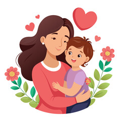 heartwarming vector illustration celebrating Mother's Day, featuring a mother and child sharing a special moment together