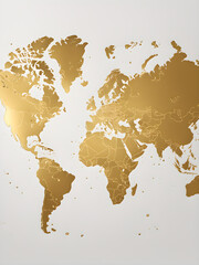 A golden world map illustration, world trade, finance and economy, gold, ocean protection, world logistics, abstract background