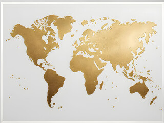 A golden world map illustration, world trade, finance and economy, gold, ocean protection, world logistics, abstract background