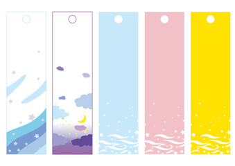 七夕に使える可愛い短冊のフレームイラスト