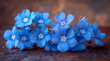 A cluster of delicate blue forget-me-not flowers, evoking feelings of nostalgia and remembrance