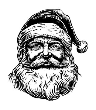 recommend clip art: portrait santa engraving black and white outline