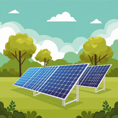 solar panel generation with green agriculture farm.environment and ecology.clean energy power