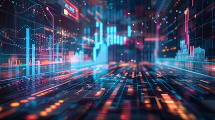 Digital Technology: A 3D vector illustration of digital data visualization