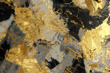 Luxury abstract fluid art painting background with black and gold colors