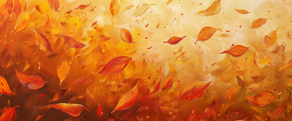 Amber leaves rustle in the autumn breeze, a fiery tribute to the changing seasons. - obrazy, fototapety, plakaty