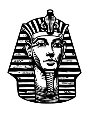 recommend clip art: pharaoh head engraving black and white outline
