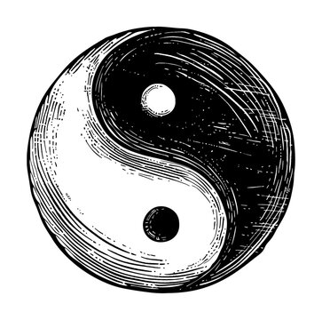 recommend clip art: yin and yang engraving black and white outline