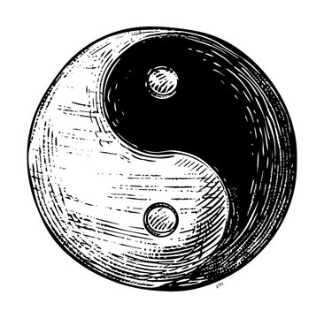 recommend clip art: yin and yang engraving black and white outline