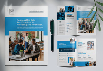 Corporate Bifold Brochure Template With Blue Accents