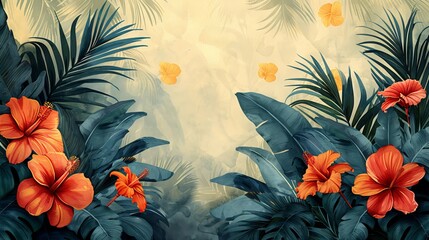 The most recent modern abstract art collection, with watercolor floral illustration. Golden elements, watercolor painting, textured background. Flowers, leaves. Printed like wallpaper, posters, and