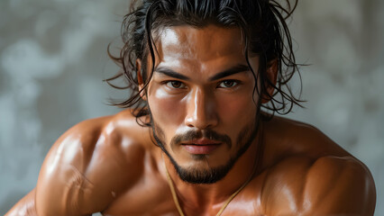 Authentic Aura Natural Hair in Muay Thai, Intrinsic Strength East Asian Muay Thai Style, True Grit Authentic Warrior Hairstyle, Genuine Warrior Natural Look of a Muay Thai Athlete