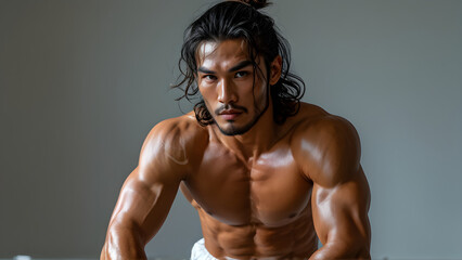 Authentic Aura Natural Hair in Muay Thai, Intrinsic Strength East Asian Muay Thai Style, True Grit Authentic Warrior Hairstyle, Genuine Warrior Natural Look of a Muay Thai Athlete