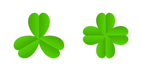 Green three and four clover leaf icon vector design
