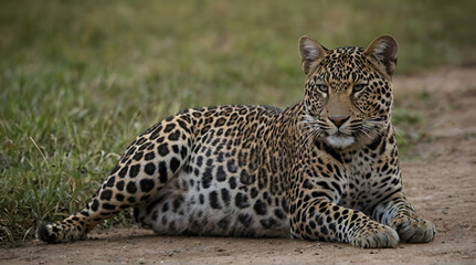 close up of a leopard, leopard siting peacfully