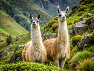 Wandcirkels Lama A couple of lama in wildlife  © Tatiana