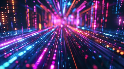 Speed of Data Transfer: Fiber Optic Light with Bokeh Effect