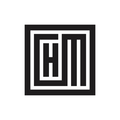 CHM letter logo, square shape typography logo design template, geometric monogram logo