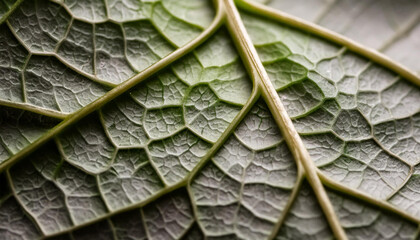 A macro shot of a leaf's vein network, its life-giving pathways forming an organic background - obrazy, fototapety, plakaty