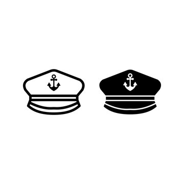 Captain hat icon. Marine hat icon vector color editable