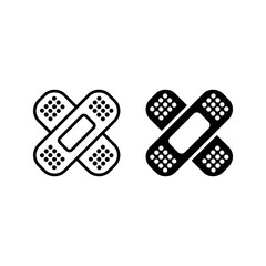 Adhesive plaster line and glyph icon, emergency and medicine color editable